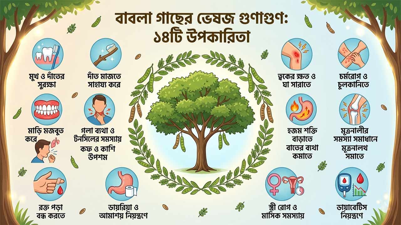 বাবলা গাছের উপকারিতা: দাঁতের সুরক্ষা, আমাশয়, ক্ষত নিরাময় এবং ডায়াবেটিস নিয়ন্ত্রণে বাবলার ব্যবহারের চিত্র